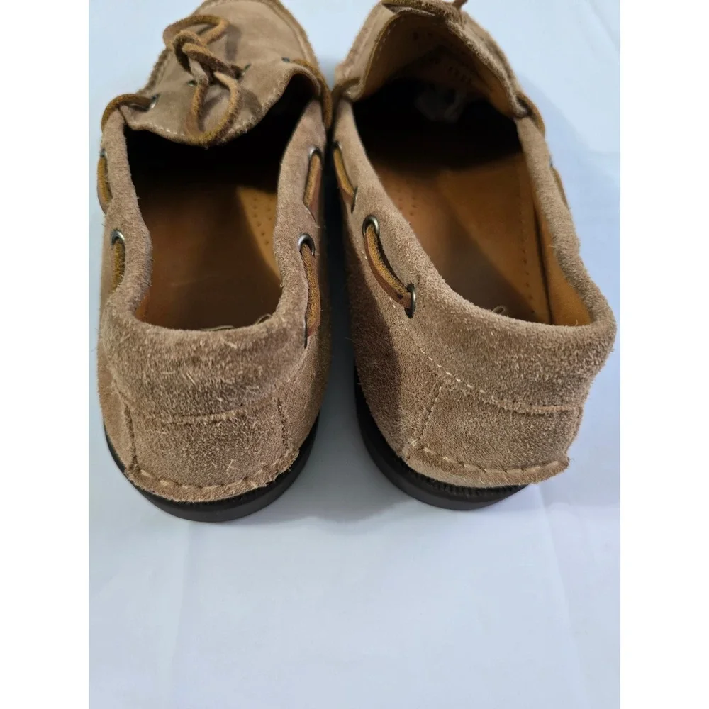 J.Crew Mens Ludlow Suede Boat Shoes Tan Brown Vibram Sole Loafers Size 8.5